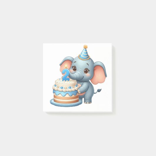 Süßer Elefant 2. Geburtstag Post-it Klebezettel (Vorderseite)