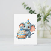 Süßer Elefant 2. Geburtstag Postkarte (Stehend Vorderseite)