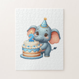 Süßer Elefant 2. Geburtstag Puzzle