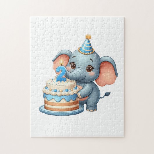 Süßer Elefant 2. Geburtstag Puzzle (Vertikal)