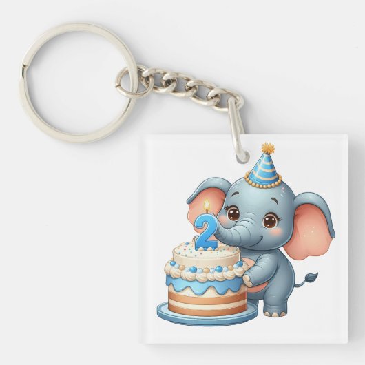 Süßer Elefant 2. Geburtstag Schlüsselanhänger (Vorderseite)
