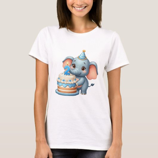 Süßer Elefant 2. Geburtstag T-Shirt (Vorderseite)