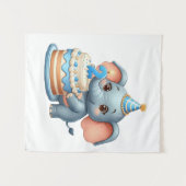 Süßer Elefant 2. Geburtstag Wandteppich (Vorderseite (Horizontal))