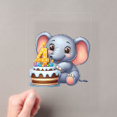 Süßer Elefant 4. Geburtstag Acryleinladungen (Insitu (Handheld))