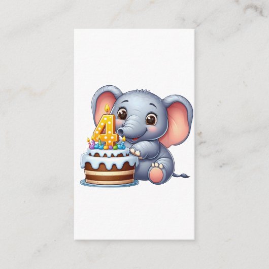 Süßer Elefant 4. Geburtstag Begleitkarte (Vorderseite)