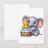 Süßer Elefant 4. Geburtstag Begleitkarte (Vorne/Hinten)