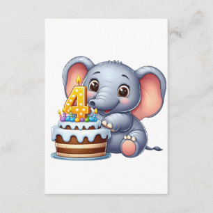 Süßer Elefant 4. Geburtstag Begleitkarte