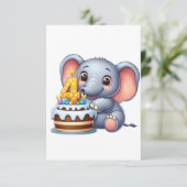 Süßer Elefant 4. Geburtstag Begleitkarte (Stehend Vorderseite)