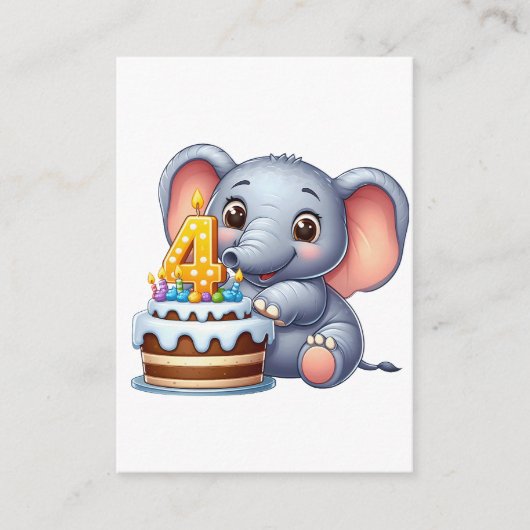 Süßer Elefant 4. Geburtstag Begleitkarte (Vorderseite)