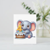 Süßer Elefant 4. Geburtstag Einladung (Stehend Vorderseite)