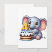 Süßer Elefant 4. Geburtstag Einladung (Vorne/Hinten)