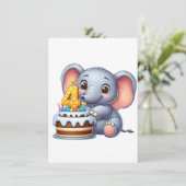 Süßer Elefant 4. Geburtstag Einladung (Stehend Vorderseite)
