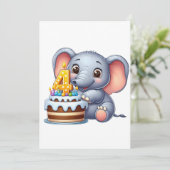 Süßer Elefant 4. Geburtstag Einladung (Stehend Vorderseite)