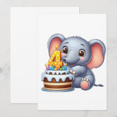 Süßer Elefant 4. Geburtstag Einladung (Vorne/Hinten)