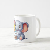 Süßer Elefant 4. Geburtstag Kaffeetasse (VorderseiteRechts)