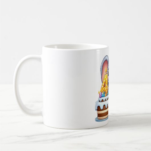 Süßer Elefant 4. Geburtstag Kaffeetasse (Links)