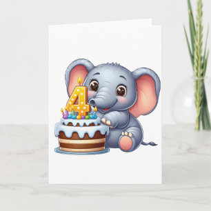 Süßer Elefant 4. Geburtstag Karte