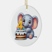 Süßer Elefant 4. Geburtstag Keramik Ornament (Rechts)