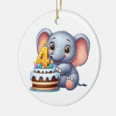 Süßer Elefant 4. Geburtstag Keramik Ornament (Links)