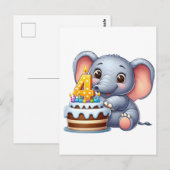 Süßer Elefant 4. Geburtstag Postkarte (Vorne/Hinten)