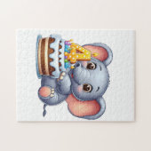Süßer Elefant 4. Geburtstag Puzzle (Horizontal)