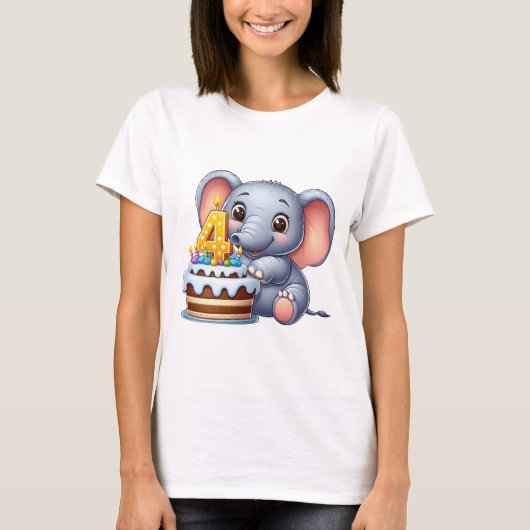 Süßer Elefant 4. Geburtstag T-Shirt (Vorderseite)
