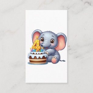 Süßer Elefant 4. Geburtstag Visitenkarte