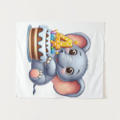 Süßer Elefant 4. Geburtstag Wandteppich (Vorderseite (Horizontal))
