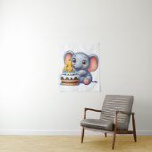 Süßer Elefant 4. Geburtstag Wandteppich (Beispiel)