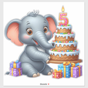 Süßer Elefant 5. Geburtstag Aufkleber