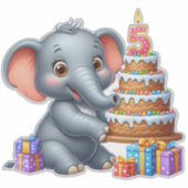 Süßer Elefant 5. Geburtstag Aufkleber (Vorderseite)