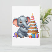 Süßer Elefant 5. Geburtstag Einladung (Stehend Vorderseite)