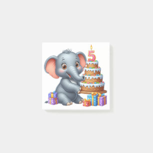 Süßer Elefant 5. Geburtstag Post-it Klebezettel