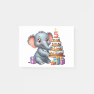 Süßer Elefant 5. Geburtstag Post-it Klebezettel