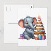 Süßer Elefant 5. Geburtstag Postkarte (Vorne/Hinten)
