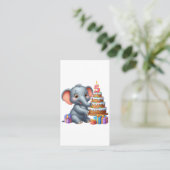 Süßer Elefant 5. Geburtstag Visitenkarte (Stehend Vorderseite)
