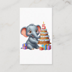 Süßer Elefant 5. Geburtstag Visitenkarte