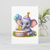 Süßer Elefant 6. Geburtstag Ankündigung (Stehend Vorderseite)