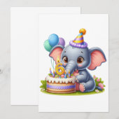 Süßer Elefant 6. Geburtstag Ankündigung (Vorne/Hinten)