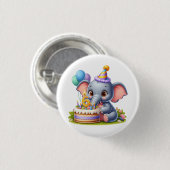 Süßer Elefant 6. Geburtstag Button (Vorne & Hinten)