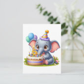 Süßer Elefant 6. Geburtstag Einladung (Stehend Vorderseite)