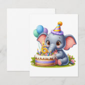 Süßer Elefant 6. Geburtstag Einladung (Vorne/Hinten)