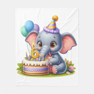 Süßer Elefant 6. Geburtstag Fleecedecke