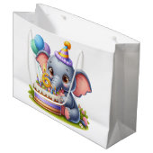 Süßer Elefant 6. Geburtstag Große Geschenktüte (Vorderseite Schrägansicht)