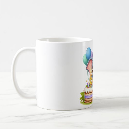 Süßer Elefant 6. Geburtstag Kaffeetasse (Links)