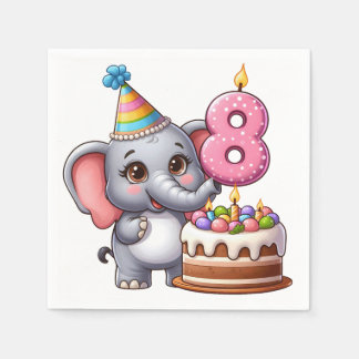 Süßer Elefant 8. Geburtstag Serviette