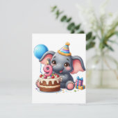 Süßer Elefant 9. Geburtstag Einladung (Stehend Vorderseite)