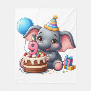 Süßer Elefant 9. Geburtstag Fleecedecke
