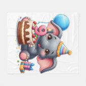 Süßer Elefant 9. Geburtstag Fleecedecke (Vorderseite (Horizontal))