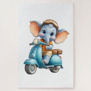Süßer Elefant auf einem Roller-Puzzles Puzzle
